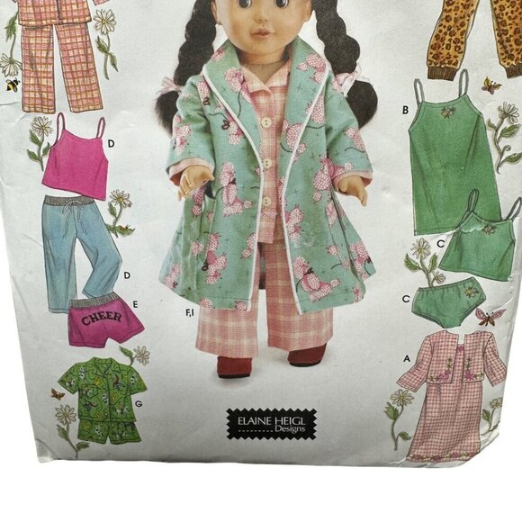 Simplicity 5276 Pattern 18in Doll Clothes Sewing Fashion Nightgown Robe Pajamas - Picture 3 of 9